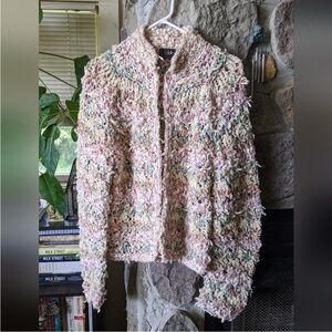 VINTAGE Exquisite Estelle Gracer Multicolor Multi textured knit Cardigan @1984